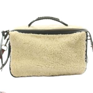 COACH ショルダーバッグ ハンドバッグ 2WAY ボア レザー チャーム付き アイボリー 黒 ブラック 33953