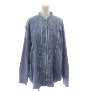 LAUREN JEANS CO. シャツ ブラウス 1X 青 ブルー 長袖 レース スタンドカラー /RR