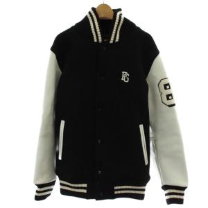 スタジャン ブルゾン 5 黒 白 長袖 ワッペン 053-220073 /GG