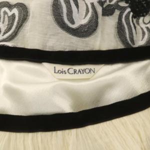 Lois CRAYON フレアスカート ひざ丈 M 白 ホワイト 黒 ブラック 花柄 チュール /RR