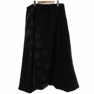 サルエルパンツ L 黒 ドット柄ストライプ柄 長ズボン ウエストゴム /GG