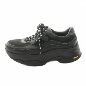 ヨウジヤマモト VIBRAM ダッドシューズ スニーカー レザー ローカット 厚底 4 黒 ブラック /KU