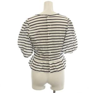 leur logette パフスリーブ カットソー ボーダー 半袖 Tシャツ 1 白 ネイビー P-0081 /G