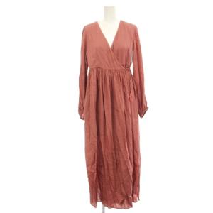 RAYON DOBBY GOWN カシュクール ワンピース ロング 長袖 F ピンク 011192897