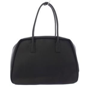 ラウンドビッグボストンバッグ フェイクレザー 黒 ブラック /TK