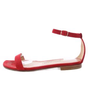 MANOLO BLAHNIK サンダル ストラップ スエード 38 赤 レッド /TK