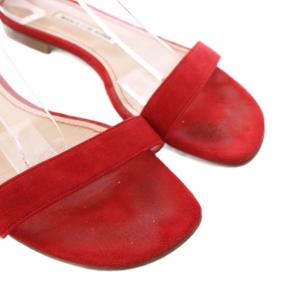 MANOLO BLAHNIK サンダル ストラップ スエード 38 赤 レッド /TK
