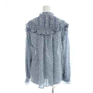SLOBE IENA 25AW フリルピンタックブラウス シャツ 青 ブルー 花柄 長袖 25051912403030 /AP