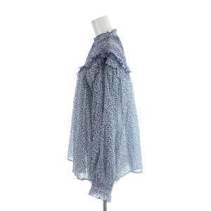 SLOBE IENA 25AW フリルピンタックブラウス シャツ 青 ブルー 花柄 長袖 25051912403030 /AP