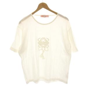 Tシャツ カットソー 半袖 ロゴ刺繍 S 白 ホワイト /HN