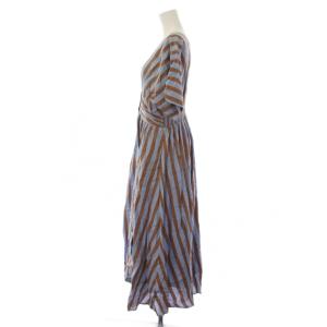 NE QUITTEZ PAS! Cotton Voile Stripe Waist Gather Dress ワンピース ロング 半袖
