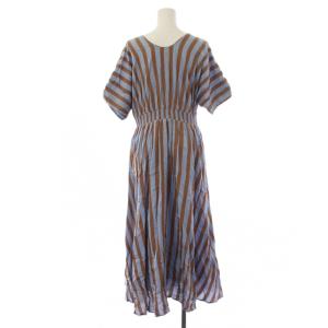 NE QUITTEZ PAS! Cotton Voile Stripe Waist Gather Dress ワンピース ロング 半袖