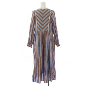 NE QUITTEZ PAS! Cotton Voile Stripe Gather Dress ワンピース ロング 長袖 ストライプ柄
