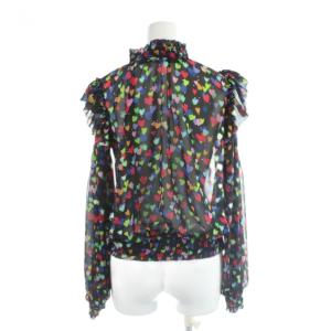 DOUBLE STANDARD CLOTHING 24AW ハートプリントシャーリングブラウス セットアップ スカート 36 黒 ブラック マルチカラー