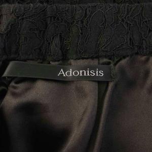 Adonisis フレアスカート F 黒 ブラック ひざ丈 レース ティアード /LP