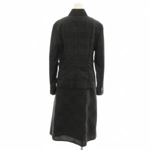 BURBERRY LONDON セットアップ シャツ ラップスカート チェック ひざ丈 スカート 40 黒 ブラック FCA29-049
