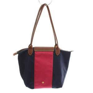 Longchamp ル プリアージュ トートバッグ ナイロン レザー ピンク 紺 ネイビー /YM