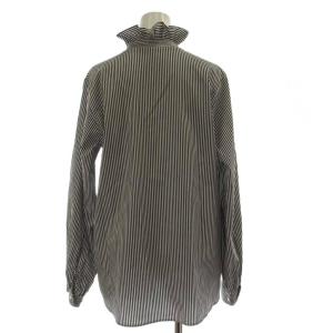 SLOBE IENA 23AW Vネックスタンドフリルブラウス シャツ F 黒 ストライプ 長袖 23051912306030