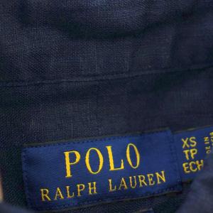 POLO RALPH LAUREN リネン シャツ ボタンダウン 麻 XS ネイビー 紺 /G