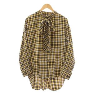 ニュースウィングシャツ チェック リボンタイ 34 ブラック イエロー