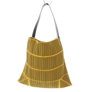 PLEATS PLEASE ISSEY MIYAKE イッセイミヤケ ワンハンドル ハンドバッグ ショルダーバッグ イエロー PP32-AG521 /TK