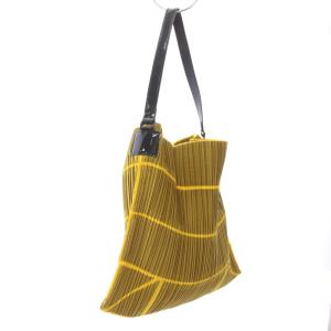 PLEATS PLEASE ISSEY MIYAKE イッセイミヤケ ワンハンドル ハンドバッグ ショルダーバッグ イエロー PP32-AG521 /TK
