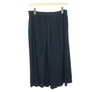 PLEATS PLEASE ISSEY MIYAKE イッセイミヤケ プリーツサルエルパンツ ガウチョパンツ カプリパンツ 5 紺 ネイビー PP61-JF403