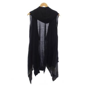 Yohji Yamamoto 14G 1P HOODED PALETTE CD カーディガン ロング ノースリーブ フード 2 黒 FZ-K13-091