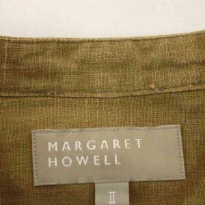 MARGARET HOWELL リネン100％ シャツ ブラウス 麻 七分袖 2 カーキ 578-0153661 /G