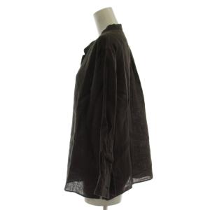 MARGARET HOWELL シャツ ブラウス 2 茶 リネン 長袖 無地 578-3153015 /GG