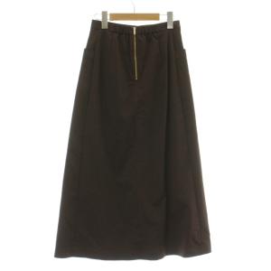 LOUNIE スカート 36 茶色 ブラウン ロング丈 タック 飾りボタン /DU