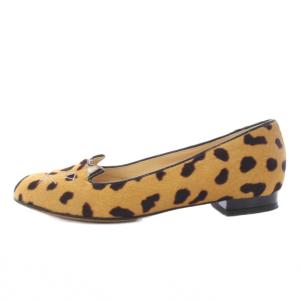 CHARLOTTE OLYMPIA キティフラット パンプス シューズ レオパード ヒョウ柄 ハラコ 35.5 ベージュ /TK