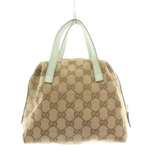 GUCCI GGキャンバス ハンドバッグ ベージュ ライトブルー 124542