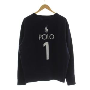 POLO RALPH LAUREN トレーナー LG 紺 ネイビー 長袖 ポロベアプリント ラウンドネック /DU