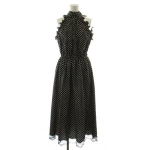 RUNWAY ワンピース シルク 00 黒 ノースリーブ ドット柄 ロング丈 W419017319 /GG