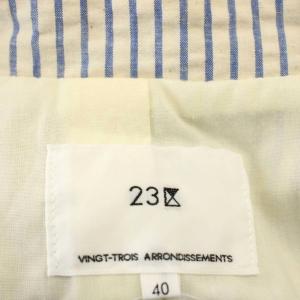 23区 23AW シアサッカー ストライプ ジャケット テーラードジャケット 40 白 水色 JKWOSM0307