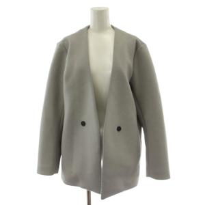 25AW コンパクトWフェイス ノーカラージャケット 上着 S ライトグレー 長袖 無地 JKCYGW0424