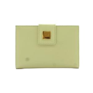 財布 二つ折り 小銭入れ ゴールド金具 レザー 黄緑 /AN47 OH
