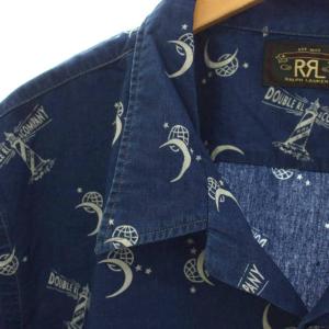 RRL ラルフローレン 24AW ライトハウスプリント インディゴ キャンプ シャツ XL ブルー