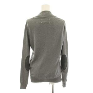 Maison Margiela 4 マルタンマルジェラ ニットカーディガン Vネック 長袖 薄手 エルボーパッチ レザー XS グレー S51HA0932