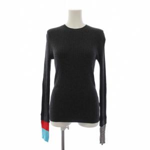 25SS RIB PULLOVER ニット セーター 長袖 クルーネック リブ ウール 38 グレー 300IS270-0671