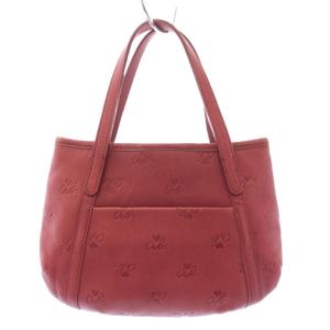 agnes b. ハンドバッグ ロゴ 型押し レザー チャーム付き 赤 レッド /TK