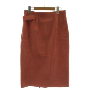 TOMORROWLAND 16AW ラップスカート 36 テラコッタ ひざ下丈 無地 スエード /GG