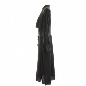 IENA 25SS ドットサッシュワンピース マキシ ロング 水玉 長袖 黒 ブラック 25040900927010