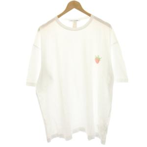 Tシャツ カットソー 半袖 苺 いちごプリント L 白 ホワイト FK-T014 /HN
