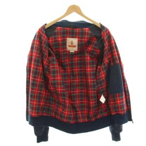 Baracuta G9 スウィングトップブルゾン ジャケット ナイロン ジップアップ 裏地チェック 42 紺 ネイビー RN125041