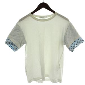 Tシャツ カットソー S 白 青 半袖 切り替えデザイン S20104 /GG
