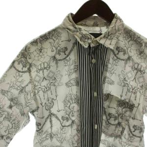COMME des GARCONS HOMME PLUS シャツ カットソー S 白 グレー 長袖 総柄 PC-B018 /GG