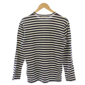PLAY Comme des Garçons Tシャツ M 白 ホワイト 紺 ネイビー ボーダー柄 長袖 ロゴプリント AD2008 /LP
