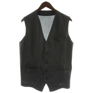 LANGUID復刻 16SS ジレベスト 2 グレー 黒 ノースリーブ 切替デザイン UCQ4001 /GG